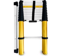 DRABEST | Échelle télescopique MAX 13 marches, aluminium, extensible jusqu'à une hauteur de travail de 4,55 m, capacité de charge de 150 kg, système de verrouillage pneumatique de sécurité