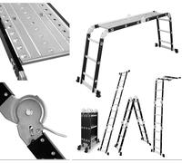 DRABEST Échelle Universelle Multifonctionnelle Pliante 4x3 Marches + Plate-Forme - Conception Robuste - Aluminium + Acier - Charge Maximale 125 kg - 0,32 x 0,98 x 0,25 m
