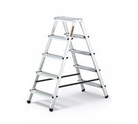 Drabest Escabeau 5 Marches Aluminium Double Face - Échelle Pliable avec Plateforme - Charge Max 125 kg - Dimensions 46x109x16 cm - pour Usage Domestique et Professionnel
