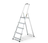 Drabest Escabeau 5 Marches en Aluminium - Capacité 125 KG - Barre de Sécurité en Haut de l’Escabeau Et Plateforme De Travail - Construction Robuste - Pieds antidérapants - Échelle multifonctionnelle