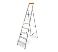 DRABEST Escabeau 7 Marches Pliable - Échelle en Aluminium - Escabeau Pliant avec Porte-Outils et Marches Extra Larges 120 mm avec Surface Antidérapante - Capacité de Charge 150 kg