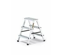 Drabest Escabeau Aluminium 3 Marches Double Face - Capacité 125 kg - Plateforme de Travail - Échelle Polyvalente 41 x 63 x 16 cm