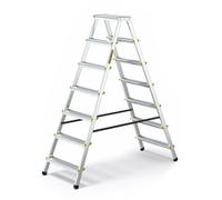Drabest | Échelle pliante - 7 marches, capacité de charge 150 kg - Échelle double face, échelle en aluminium, pieds antidérapants, marchepied, échelle