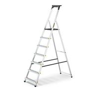 Drabest Escabeau en Aluminium 7 Marches 150 KG - Escabeau en Aluminium avec Pieds Antidérapants Et Plate-Forme De Travail - Echelles Multifonctions - 50 X 215 X 12 Cm