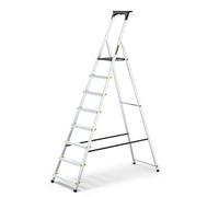 Drabest Escabeau en Aluminium 8 Marches 150 KG - Escabeau en Aluminium avec Pieds Antidérapants Et Plate-Forme De Travail - Échelles Multifonctions - 52 X 237 X 12 Cm