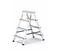 Drabest Escabeau Ménager 4 Marches en Aluminium Double Face Capacité 125 KG - Escabeau avec Plateforme De Travail - Échelles Multiples - 44 X 86,5 X 16 Cm