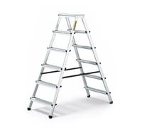 Drabest Escabeau Ménager 6 Marches en Aluminium Double Face Capacité 125 KG - Escabeau avec Plateforme De Travail - Échelles Multiples - 48 X 133 X 16 Cm