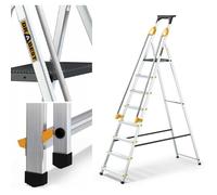 Drabest Escabeau Ménager 8 Marches en Aluminium avec Mains Courantes, 150 kg, Multifonctions, Dimensions 52x239x12 cm