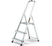 Drabest | Escabeau pliant – Échelle en aluminium – avec plateau, échelle domestique – avec crochet – 1x3 – jusqu’à 125 kg