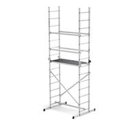 DRABEST Hector Basic Échelle Pliante en Aluminium - Échafaudage - Max. Hauteur de Travail 4 m - Échelle Polyvalente - Escabeau pour Jardin, Ménage, Construction - Échelle Mobile