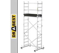 DRABEST Hector Pro Échelle Pliante en Aluminium - Échafaudage - Max, Hauteur de Travail 4,73 m - Échelle Polyvalente - Escabeau pour Jardin, Ménage, Construction