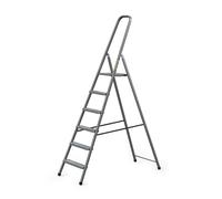 Drabest Home Échelle en Acier avec Finition Revêtement en Poudre et Plateforme - Escabeau 6 Marches avec Plateforme - Escabeau Léger - Échelle Pliable pour la Maison - 125 Kg - 49x197x8cm