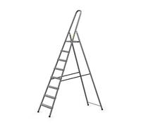 Drabest Home Échelle en Acier avec Finition Revêtement en Poudre et Plateforme - Escabeau 8 Marches avec Plateforme - Escabeau Léger - Échelle Pliable pour la Maison - 125 Kg - 55x243x8cm