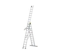 DRABEST - Max Échelle Pliante Professionnelle en Aluminium - 3 x 11 marches - 7,61 m - Industriel - jusqu'à 150 kg - pour Le bâtiment - Polyvalent - Extensible - Ajustable - Échelle d'escalier