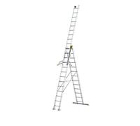 DRABEST - Max Échelle Pliante Professionnelle en Aluminium - 3 x 13 marches - 9,37 m - Industriel - jusqu'à 150 kg - pour Le bâtiment - Polyvalent - Extensible - Ajustable - Échelle d'escalier