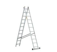 DRABEST Pro Échelle en Aluminium - Solide et Durable - Crochets Galvanisés - Norme EN-131 - Construction Ergonomique - 2 éléments - 2x11 échelons Capacité 150 kg - 49 x 458 x 13,5 cm
