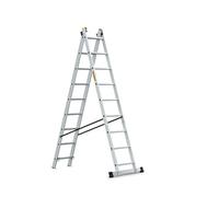 DRABEST Pro Échelle en Aluminium - Solide et Durable - Crochets Galvanisés - Norme EN-131 - Construction Ergonomique - 2 éléments - 2x9 échelons Capacité 150 kg - 47 x 379 x 11,5 cm