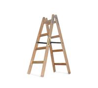 DRABEST Pro Escabeau en Bois - 4 marches - Escabeau léger - Échelle Pliable pour la Maison - Pin Imprégné, Renforts Zinc - Capacité 150 Kg - 49x124x13cm