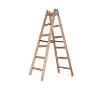 DRABEST Pro Escabeau en Bois - 6 marches - Escabeau léger - Échelle Pliable pour la Maison - Pin Imprégné, Renforts Zinc - Capacité 150 Kg - 57x182x13cm