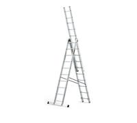 DRABEST Pro Sèries Échelle Multifonction en Aluminium 3x10 Escabeau à Trois Sections - Jusqu'à 150 kg - Hauteur de Travail 6,31 m Echelle Pliante - Crochet pour Seau Inclus