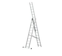 DRABEST Pro Sèries Échelle Multifonction en Aluminium 3x11 Escabeau à Trois Sections - Jusqu'à 150 kg - Hauteur de Travail 6,31 m Echelle Pliante - Crochet pour Seau Inclus