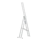 DRABEST Pro Sèries Échelle Multifonction en Aluminium 3x14 Escabeau à Trois Sections - Jusqu'à 150 kg - Hauteur de Travail 9,62 m Echelle Pliante - Crochet pour Seau Inclus