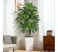 Dracaena Plante Artificielle 180cm Grande en Jardinière Blanche Palmier Artificiel Haute avec 108 Feuilles Arbre Artificiel