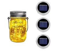 Dracarys 3 Pièces Mason Jar Couvercle 30 LED Lumineuse Solaire Étanche pour Décoration de L'éclairage Intérieur Extérieur Chambre Maison Jardin Noël(Exclusion des Canettes)