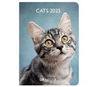 DRAEGER PARIS 1886 - Agenda de Poche 2025 Chats - Format Compact 11,5x16 cm - 1 Semaine/2 Pages - 7 Langues - Couverture Rigide Marque-Page - Papier FSC & Encres Végétales - Idéal Cadeau et Étudiants