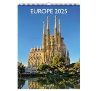 DRAEGER PARIS 1886 - Calendrier Mural 2025 29x39 cm - 12 Photos Détachables - 7 Langues - Papier FSC & Encres Végétales - Jours Fériés Indiqués - Grand Format Planificateur Déco Européen - Idée Cadeau