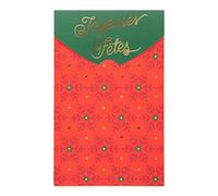DRAEGER PARIS 1886 - Carte de Vœux Joyeuses Fêtes Rouge et Verte - Flocons Noël & Réveillon - Finitions Or à Chaud - 10,5x17 cm - Enveloppe Incluse - Papier Certifié FSC® - Design Élégant