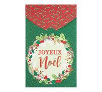 DRAEGER PARIS 1886 - Carte de vœux Noël verte Couronne - Finitions or à chaud - 10,5 x 17 cm - Papier FSC® - Made in England - Enveloppe incluse - Design élégant - Idée cadeau fête de fin d'année