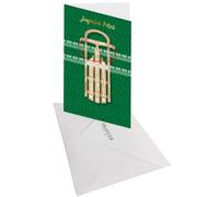 DRAEGER PARIS 1886 - Carte de Vœux Signature Luge avec Enveloppe incluse - Finitions Soignées - Idéale pour Souhaits et Fêtes - Thème Montagne Vintage - Format 12x17 cm