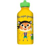 DRAEGER PARIS 1886 - Gourde Enfant Acier Inoxydable 300ml - Facile à Nettoyer & Réutilisable - Design Coloré & Durable - Pour Parc, École, Sport - Jaune avec Message Ma Super Gourde - 17x6,5cm