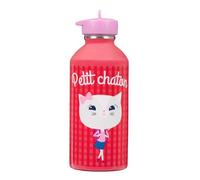 DRAEGER PARIS 1886 - Gourde Enfant Acier Inoxydable 300ml - Rouge Petit Chaton - Réutilisable & Écologique - Facile à Nettoyer - Design Coloré & Durable - École & Sport - Taille Compacte & Robuste
