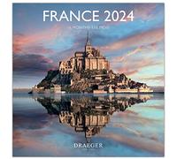 DRAEGER PARIS 1886 Grand calendrier mural France 2024 à suspendre 29x29cm16 mois sept-23 à dec 24 7 langues Calendrier bureau, maison, mensuel Décoration, organisation Papier certifié FSC