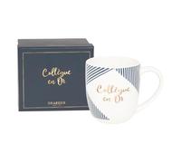 DRAEGER PARIS 1886 - Mug blanc et bleu en céramique Collègue en or - Idée Cadeau Mug Humour pour Collègue, Frère, Ado, Ami, Partenaire - Tasse originale avec Coffret Cadeau