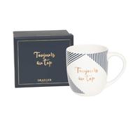 DRAEGER PARIS 1886 | Mug Céramique Bleu 320ml | Toujours au Top | Cadeau Humoristique Famille, Ami, Collègue | Anniversaire, Saint-Valentin | Design Chic Géométrique | Avec Boîte Cadeau
