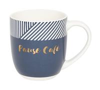 DRAEGER PARIS 1886 - Mug en Céramique Bleu Pause Café - Cadeau Humour 320 ml - Coffret Cadeau Élégant - Idée Cadeau Amitié, Anniversaire, Collègue - Design Chic & Tendance, Message Or à Chaud