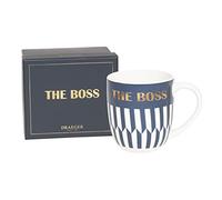 DRAEGER PARIS 1886 | Mug en Céramique Fine 320 ml | Design Chic Bleu/Rose | Message The Boss en Or | Cadeau Original pour Ami, Collègue, Famille | Lavable Lave-Vaisselle | Coffret Cadeau Inclus