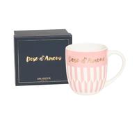 DRAEGER PARIS 1886 | Mug en Céramique Rose 320ml Dose d'Amour | Cadeau Original Amis, Amoureux, Famille | Design Chic & Tendance | Motifs Géométriques | Coffret Cadeau