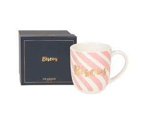 DRAEGER PARIS 1886 | Mug Rose en Céramique Bisous 320ml avec Message à l'Or | Idée Cadeau pour Amis, Couple, Famille | Mug Café Chic avec Coffret Cadeau Élégant | Lavable Lave-Vaisselle