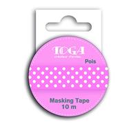DRAEGER PARIS 1886 Toga MT31 Ruban de Masquage Pois Washi Tape Blanc/Rose 5,5 x 7 x 1,5 cm