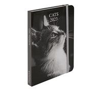 DRAEGER PARIS | Agenda de poche chats noir et blanc janvier-dec 2023 | 12 photos | 11,5 x 16 cm | Couverture rigide marque page | 7 langues | 1 semaine sur 2 pages | Papier certifié