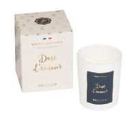 DRAEGER PARIS - Bougie blanche parfumée Santal Vénitien "Dose d'amour" - Idée Cadeau pour Amis, Couple, Amoureux, Collègue, Famille, Sœur - Pot en verre - Made in France - 100% Cire Végétale