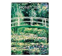 DRAEGER PARIS | Calendrier mural déco Monet 2024 à suspendre 29x39cm |16 mois sept-23 à dec 24 | 7 langues | Calendrier bureau, maison, mensuel | Décoration, organisation | Papier certifié FSC®