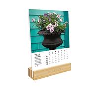 DRAEGER PARIS | Calendrier sur socle Jardins 2023 |12 x 16,5 cm | Année 2023 | 7 langues | Calendrier décoration bureau mensuel| Socle bambou | Boîte papier FSC® | encres végétales