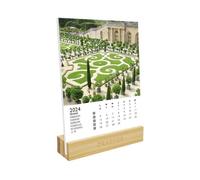 DRAEGER PARIS - Calendrier sur socle Jardins 2024-12 x 16,5 cm - Année 2024-7 langues - Calendrier décoration bureau mensuel- Socle en bambou - Papier certifié FSC® - encres végétales