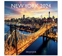 DRAEGER PARIS | Grand calendrier mural New York 2024 à suspendre 29x29cm |16 mois sept-23 à dec 24 | 7 langues | Calendrier bureau, maison, mensuel | Décoration, organisation | Papier certifié FSC®