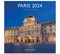 DRAEGER PARIS | Grand calendrier mural Paris 2024 à suspendre 29x29cm |16 mois sept-23 à dec 24 | 7 langues | Calendrier bureau, maison, mensuel | Décoration, organisation | Papier certifié FSC®